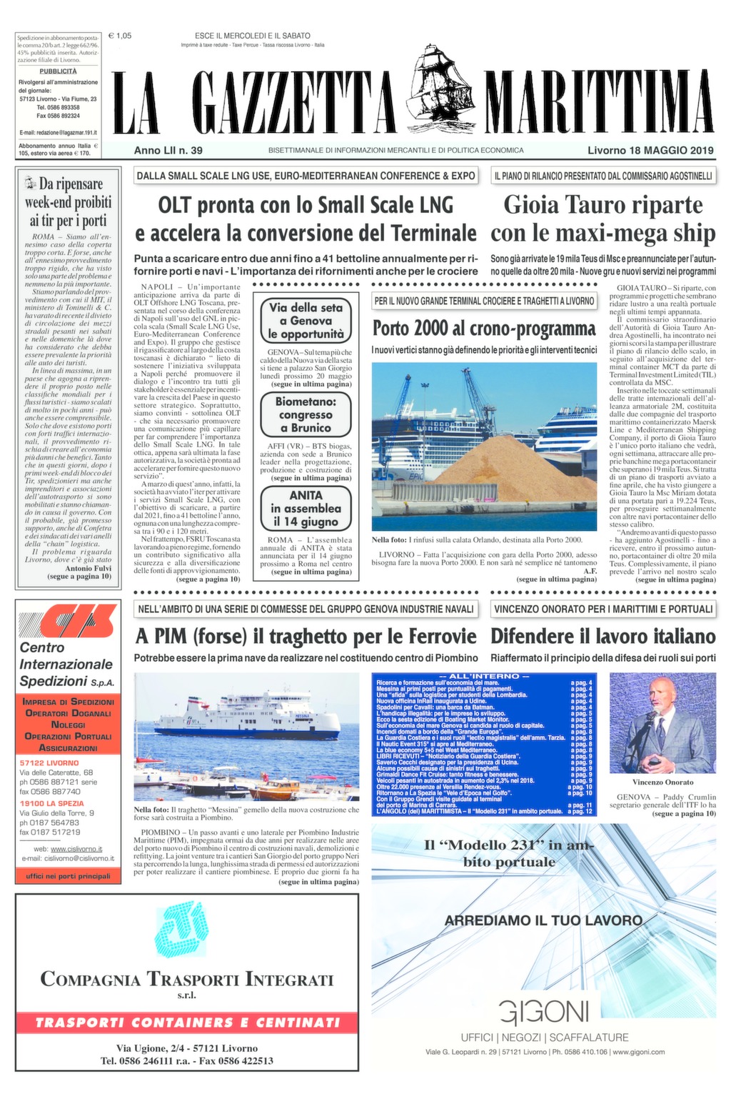Giornale del 18-5-2019