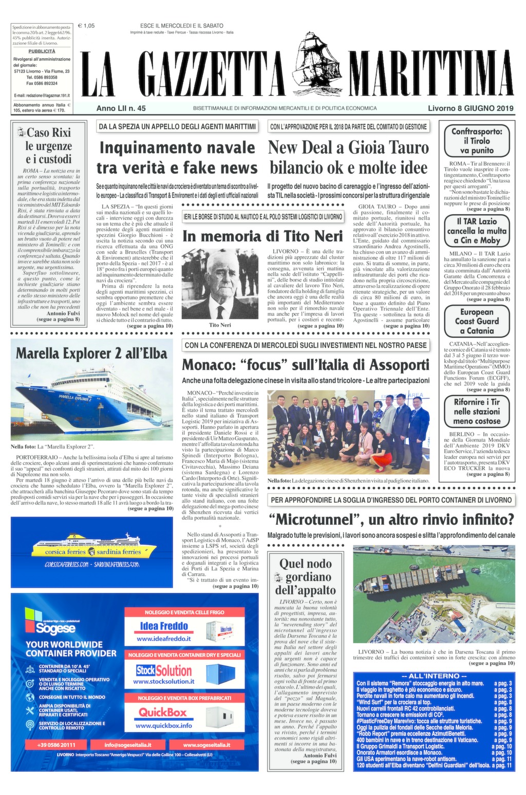 Giornale del 8-6-2019