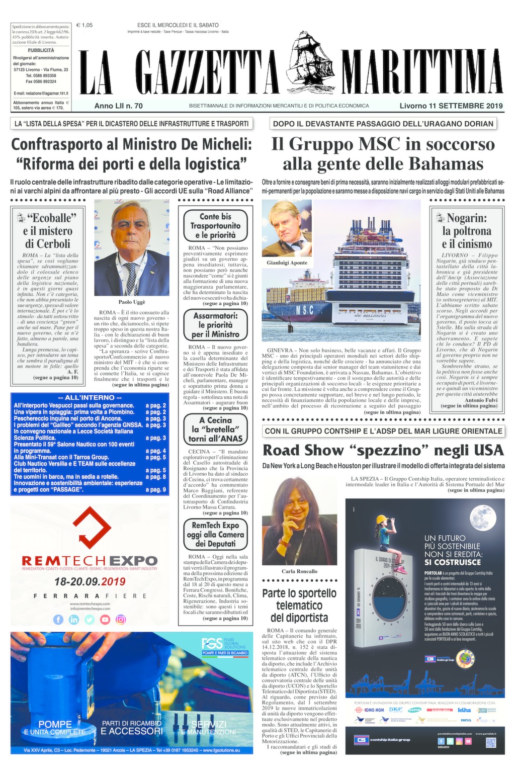 Giornale dell’11-9-2019