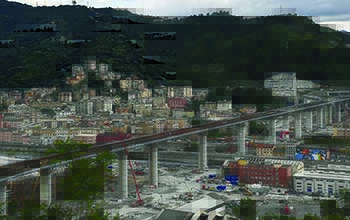 General view shows the building site of new bridge designed