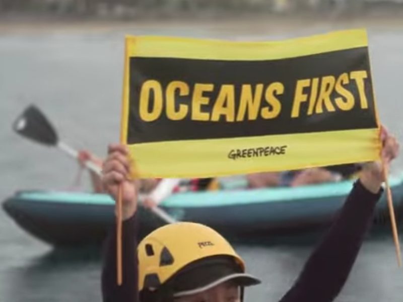 protesta di attivisti di Greenpeace contro lo sfruttamento dei fondali oceanici com123
