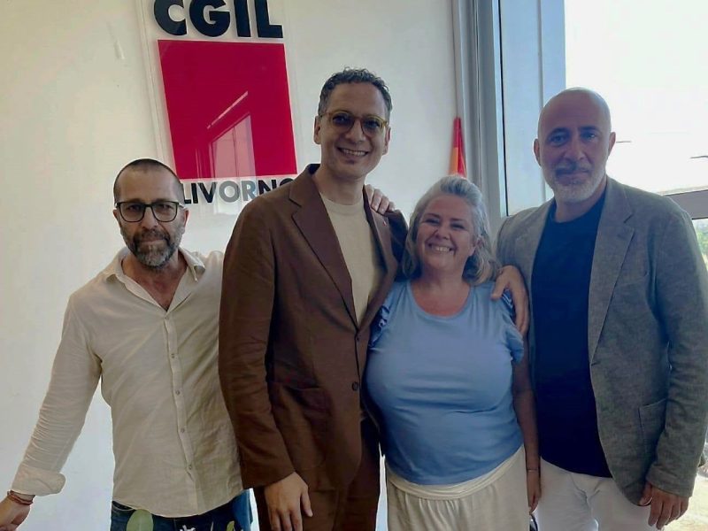Da sinistra Giuseppe Gucciardo dirig Filt nazion, Angelo Manicone segrt rov Filt, Monica Santucci segr reg Filt, Stefano Malorgio segret gen Fiilt nazionale