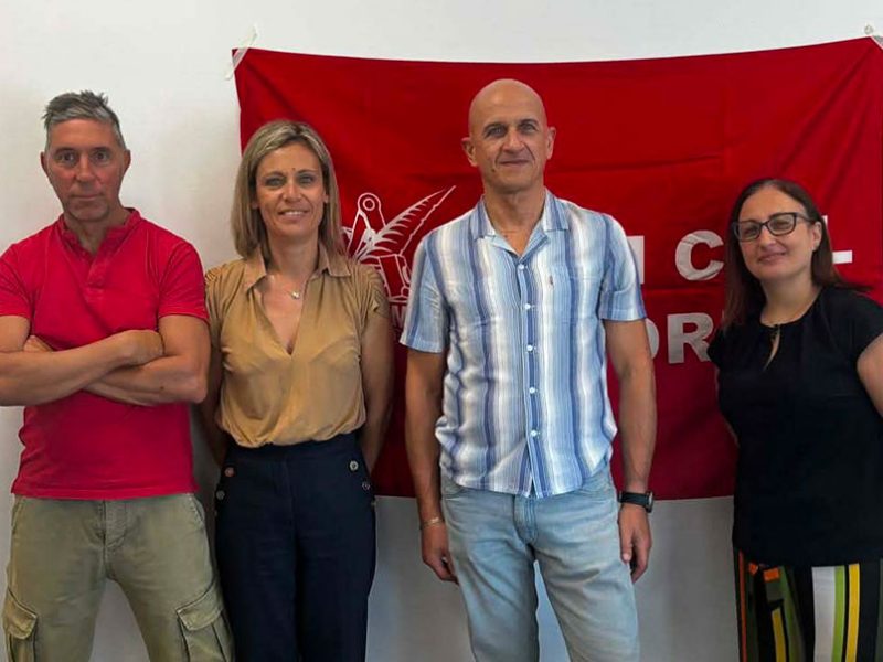 Segreteria-Fiom-Livorno—da-sinistra-Luca-Tamberi,-Denise-Grieco,-Massimo-Braccini-e-Claudia–Dagate-com1