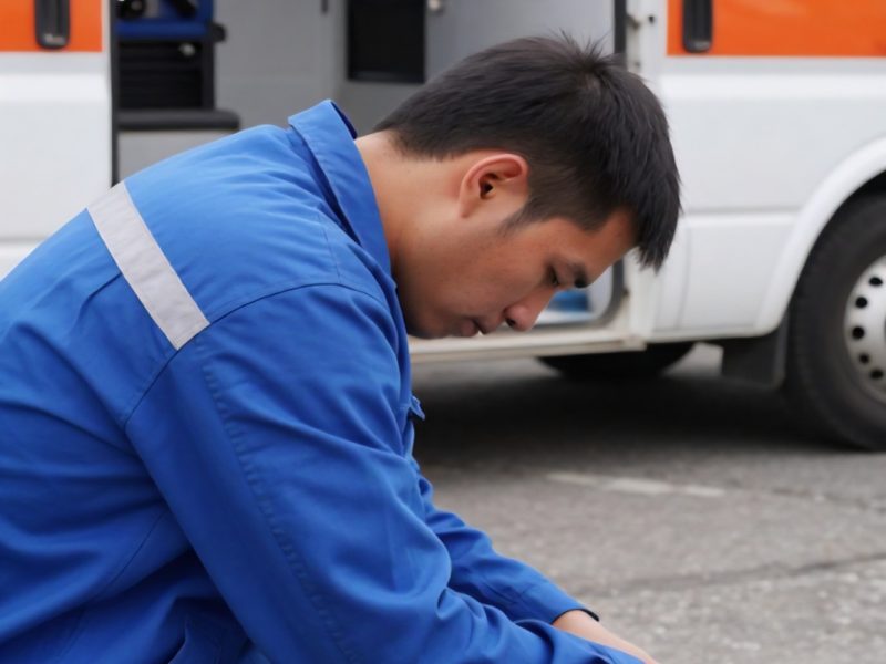 lavoratore mesto e sgomento in seguito a incidente sul lavoro a un compagno