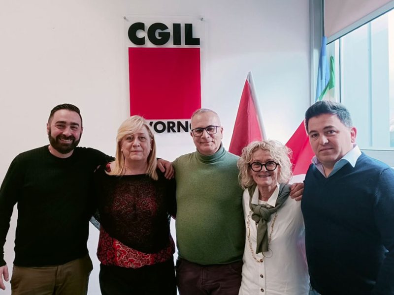 nuova-segreteria-Cgil-Livorno-da-sin-Valerio-Melotti-Fabrizia-Brogi-Gianfranco-Francese-Antonella-Di-Giambattista-Filippo-Bellandi.